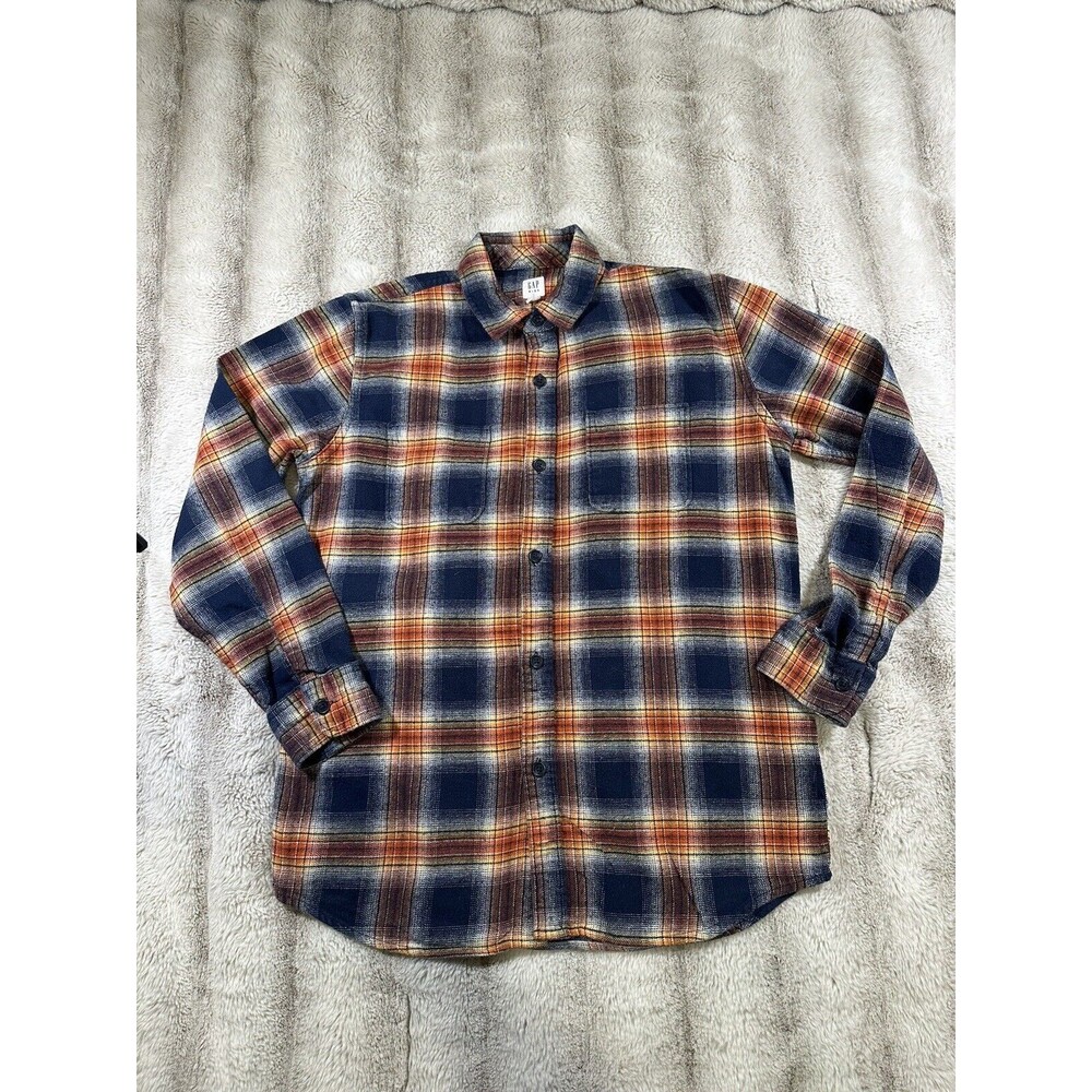 GAP boys Plaid Flannel Long-Sleeved Button-Up Shirt XXL ( 14-15 )